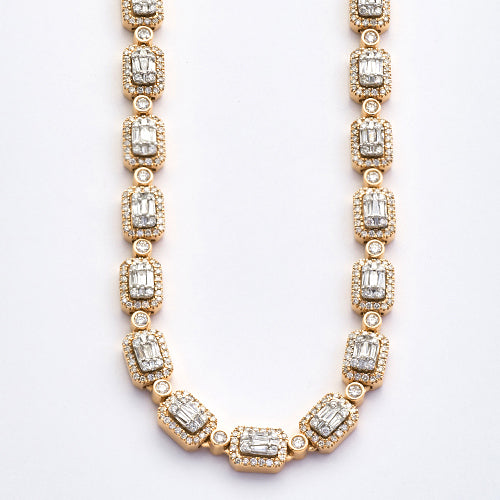 10KY+W 9.00CTW BAGUETTE NECKLACE 20&quot;