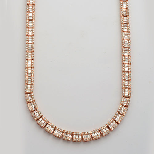 14KR 23.00CTW BAGUETTE NECKLACE 20&quot;