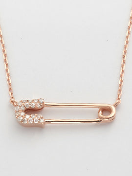 14KR 0.10CTW DIAMOND SAFETY PIN NECKLACE