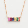 14KR MULTICOLOR SAPR. 0.30CT NECKLACE