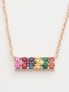 14KR MULTICOLOR SAPR. 0.30CT NECKLACE