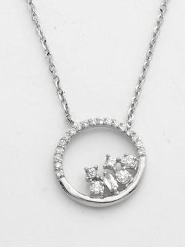 14KW 0.20CTW BAGUETTE DIAMOND NECKLACE - CIRCLE /W