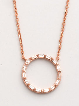 14KR 0.20CTW BAGUETTE DIAMOND NECKLACE - CIRCLE