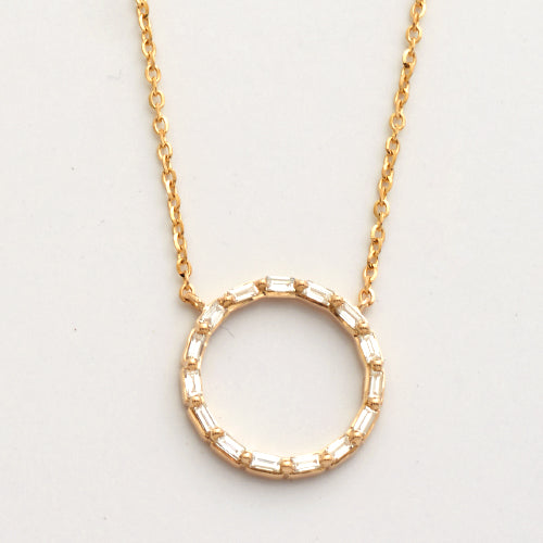 14KY 0.20CTW BAGUETTE DIAMOND NECKLACE - CIRCLE