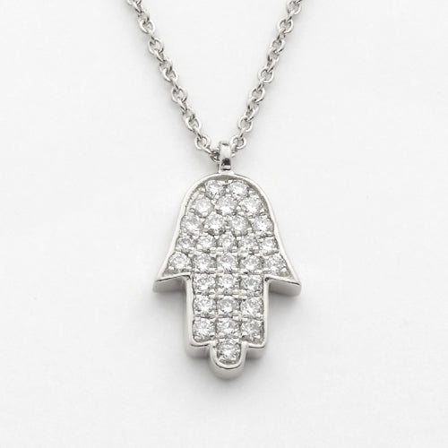 14KW 0.25CTW DIAMOND - HAMSA NECKLACE