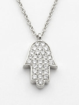 14KW 0.25CTW DIAMOND - HAMSA NECKLACE