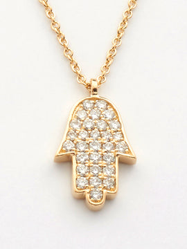 14KY 0.25CTW DIAMOND - HAMSA NECKLACE