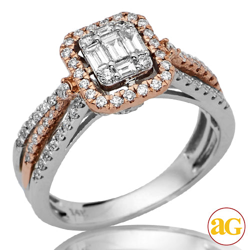 14KW+R 0.85CTW BAGUETTE DIAMOND BRIDAL RING - SING