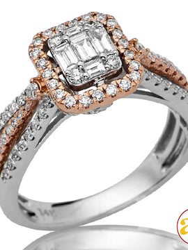 14KW+R 0.85CTW BAGUETTE DIAMOND BRIDAL RING - SING