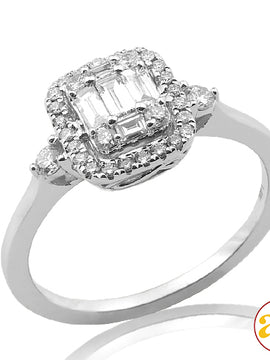 14KW 0.55CTW BAGUETTE DIAMOND BRIDAL RING WITH HAL