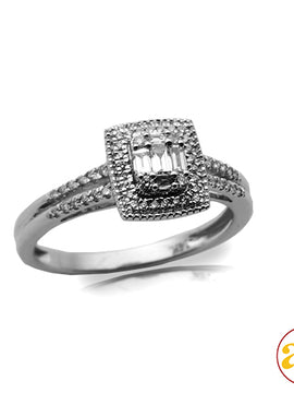 14KW 0.35CTW BAGUETTE DIAMOND BRIDAL RING WITH SQU