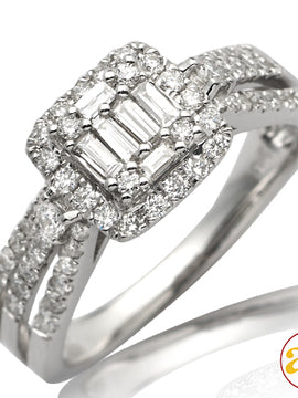 14KW 0.70CTW BAGUETTE DIAMOND SQUARE HEAD RING WIT