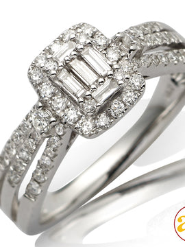 14KW 0.60CTW BAGUETTE DIAMOND RECTANGLE HEAD RING