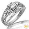 14KW 1.00CTW BAGUETTE DIAMOND RING W/HALO - TWISTE