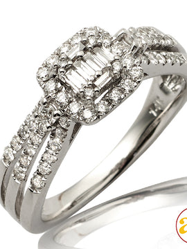 14KW 0.55CTW BAGUETTE DIAMOND SQUARE HEAD RING W/H