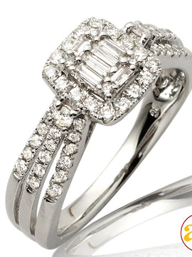 14KW 0.60CTW BAGUETTE DIAMOND SWUARE HEAD RING W/H