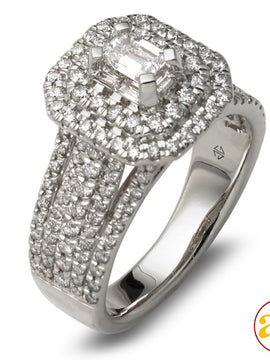 14KW 1.50CTW BAGUETTE DIAMOND RING - DOUBLE EMERAL