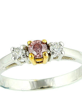 18KW 0.30CTW PINK DIA RING