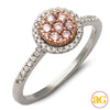 14KW+R 0.35CTW PINK DIAMOND TWO TONE ROUND CLUSTER