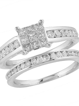 14KW 1.03CTW DIAMOND BRIDAL SET