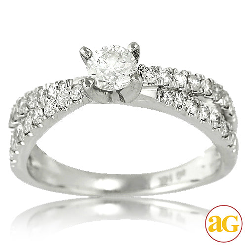 14KW 1.00CTW DIAMOND FANCY RING [0.40CT CTR]