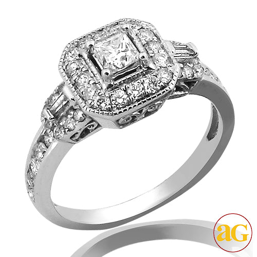 14KW 1.00CTW DIAMOND FANCY RING [0.33CT PC CTR]