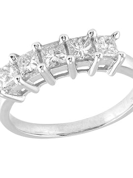 14KW 1.00CTW 5 STONE DIAMOND BAND