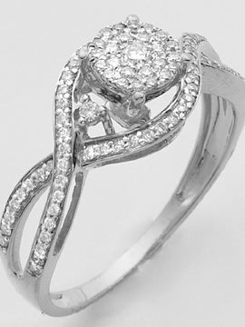 14KW 0.40CTW DIAMOND LUNA CLUSTER RING WITH TWISTE