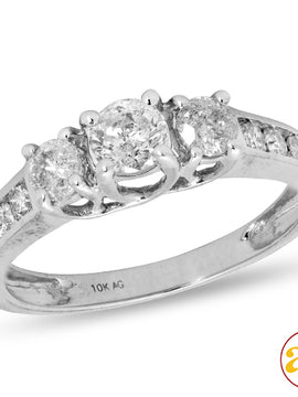 14KW 1.00CTW DIAMOND 3-STONE RING