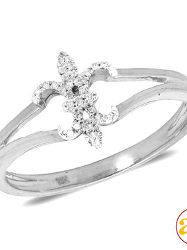 14KW 0.05CTW DIAMOND FLEUR DE LIS RING