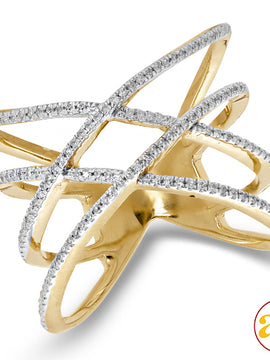 14KY 0.25CTW DIAMOND DESIGNER DOUBLE X-RING