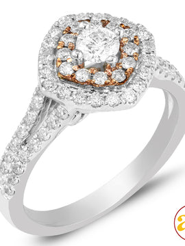 14KW+R 1.00CTW DIAMOND RING WITH PINK BASKET [0.24