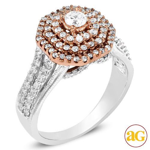 14KW+R 1.00CTW DIAMOND TRIPLE HALO RING [0.20CT CT