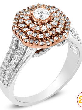 14KW+R 1.00CTW DIAMOND TRIPLE HALO RING [0.20CT CT