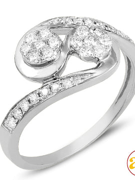 14KW 0.50CTW DIAMOND TWO STONE FLOWER RING