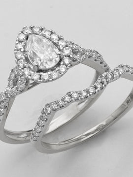 14KW 1.20CTW PEAR DIAMOND BRIDAL SET