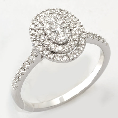 14KW 0.50CTW DIAMOND OVAL CLUSTER RING W/