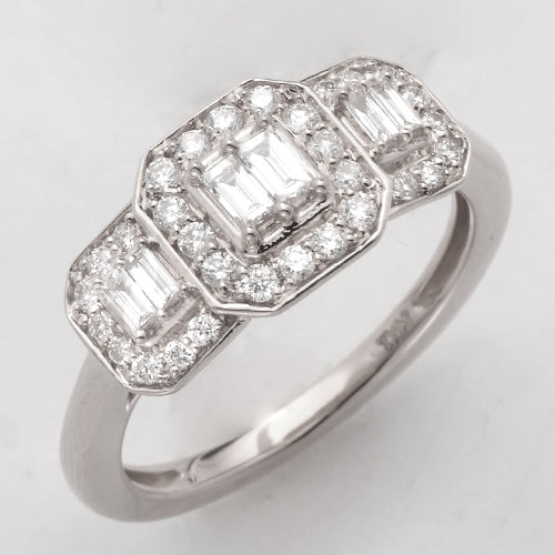 14KW 0.55CTW BAGUETTE DIAMOND 3-STONE RING