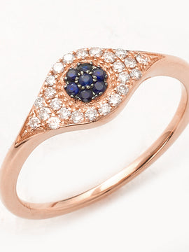 14KR 0.20CTW DIAMOND EVIL EYE - ROUND RING  W/