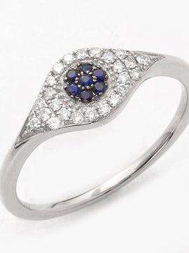 14KW 0.20CTW DIAMOND EVIL EYE - ROUND RING  W/