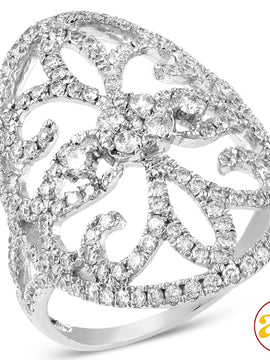 14KW 1.50CTW DIAMOND DESIGNER FLOWER RING