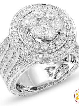 14KW 3.85CTW DIAMOND FANCY FLOWER RING