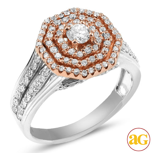 14KW+R 1.00CTW DIAMOND TWO TONE BRIDAL RING [0.21C