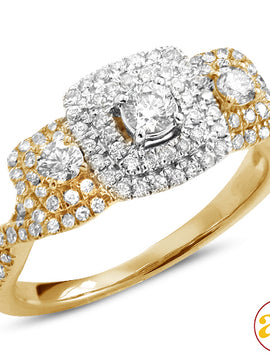 14KY 1.00CTW DIAMOND 3-STONE RING