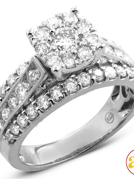 14KW 2.15CTW FANCY DIAMOND FLEUR RING [0.29CT CTR]