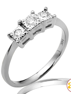 14KW 0.15CTW ILLUSION SET DIAMOND 3-STONE RING