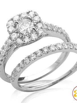 14KW 1.50CTW DIAMOND BRIDAL SET WITH SQUARE HALO [