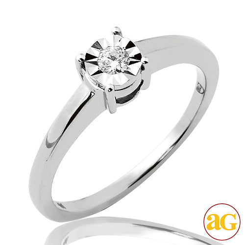 14KW 0.10CTW ILLUSION SET DIAMOND SOLITAIRE RING