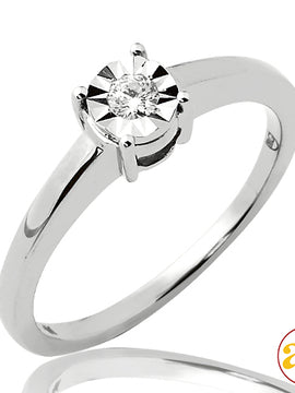 14KW 0.10CTW ILLUSION SET DIAMOND SOLITAIRE RING