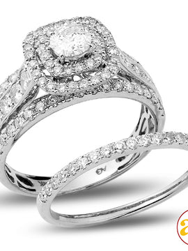 14KW 1.75CTW DIAMOND BRIDAL SET WITH DOUBLE SQUARE